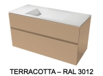 Meuble avec vasque Solid-Surface, finition bois ou couleurs, deux tiroirs à onglet, L.60, 70, 80, 100, 120 et 140 cm, P. 45 cm, Hauteur 55 cm, Stock disponible, LIVRAISON OFFERTE
